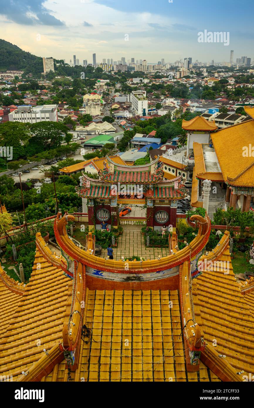 Cityscape of Penang Island taken from Kek Lok Si Temple, Penang, Malaysia Stock Photo