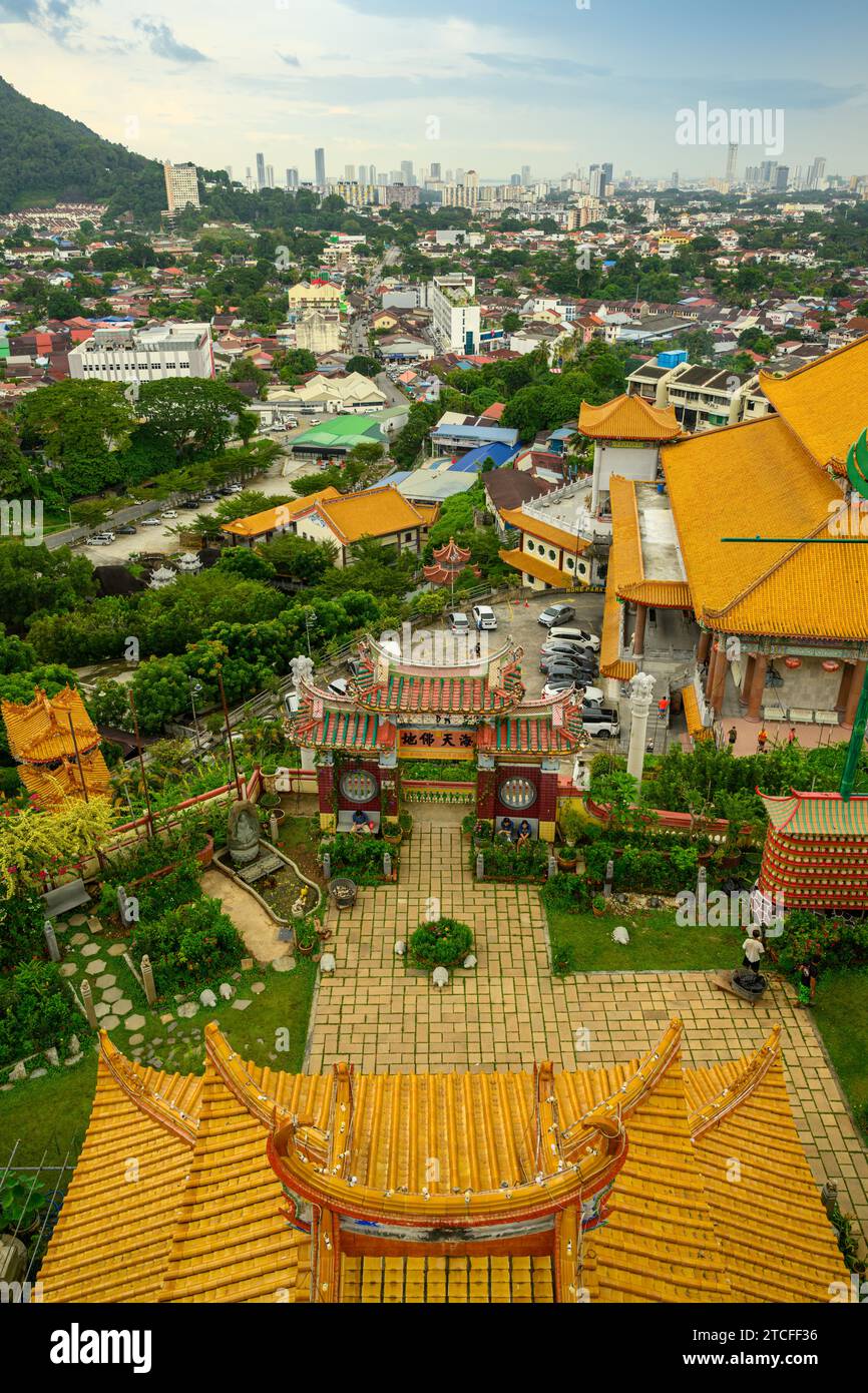 Cityscape of Penang Island taken from Kek Lok Si Temple, Penang, Malaysia Stock Photo