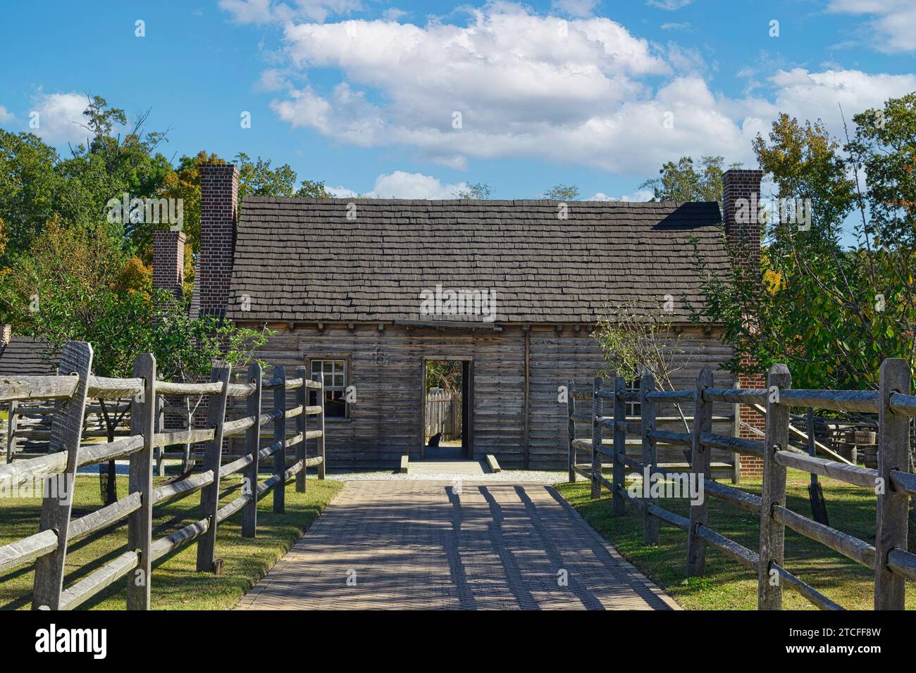 Reproduction buildings of the first settlement seen at the American
