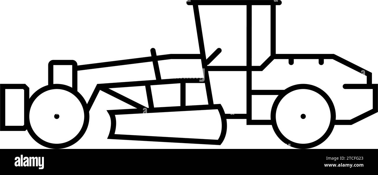 grader machine construction vehicle line icon vector illustration Stock ...