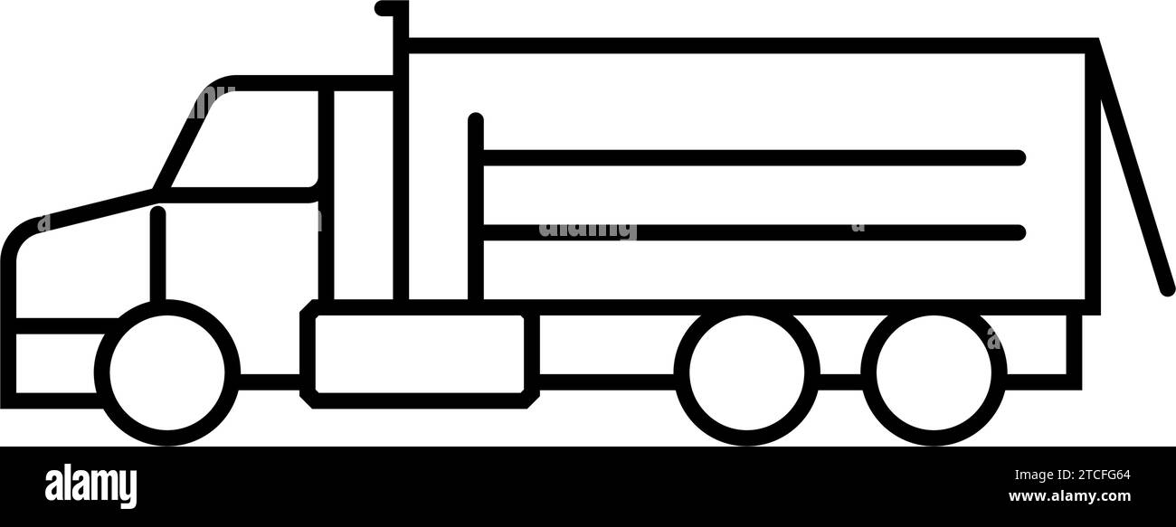 dump truck construction vehicle line icon vector illustration Stock ...