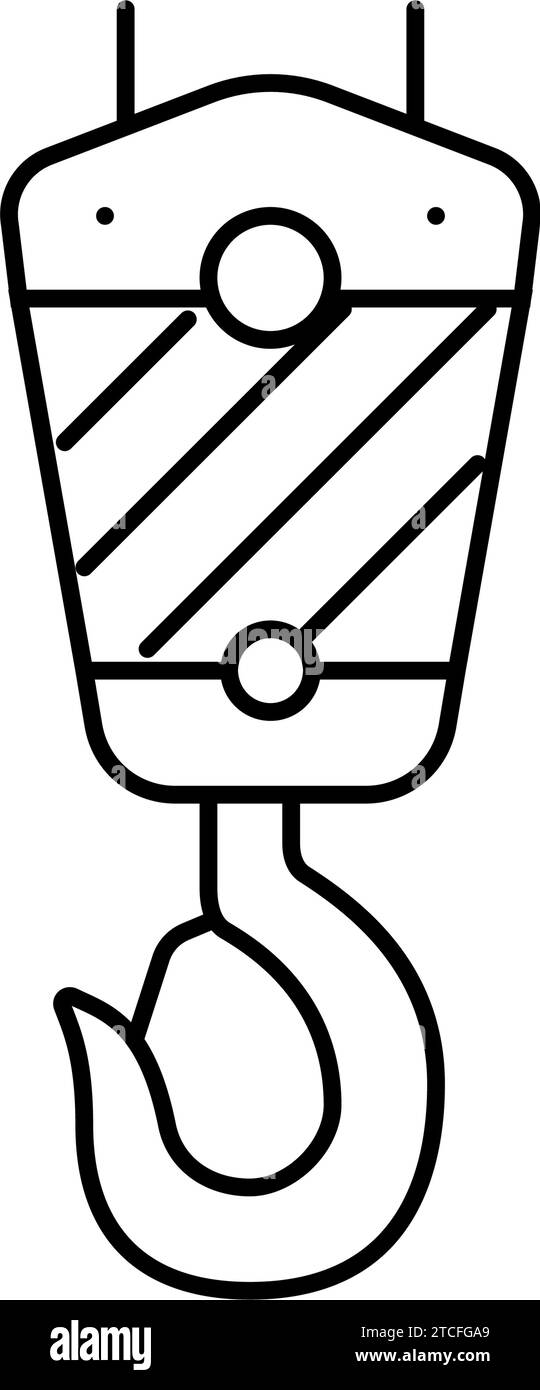 crane hook construction vehicle line icon vector illustration Stock ...