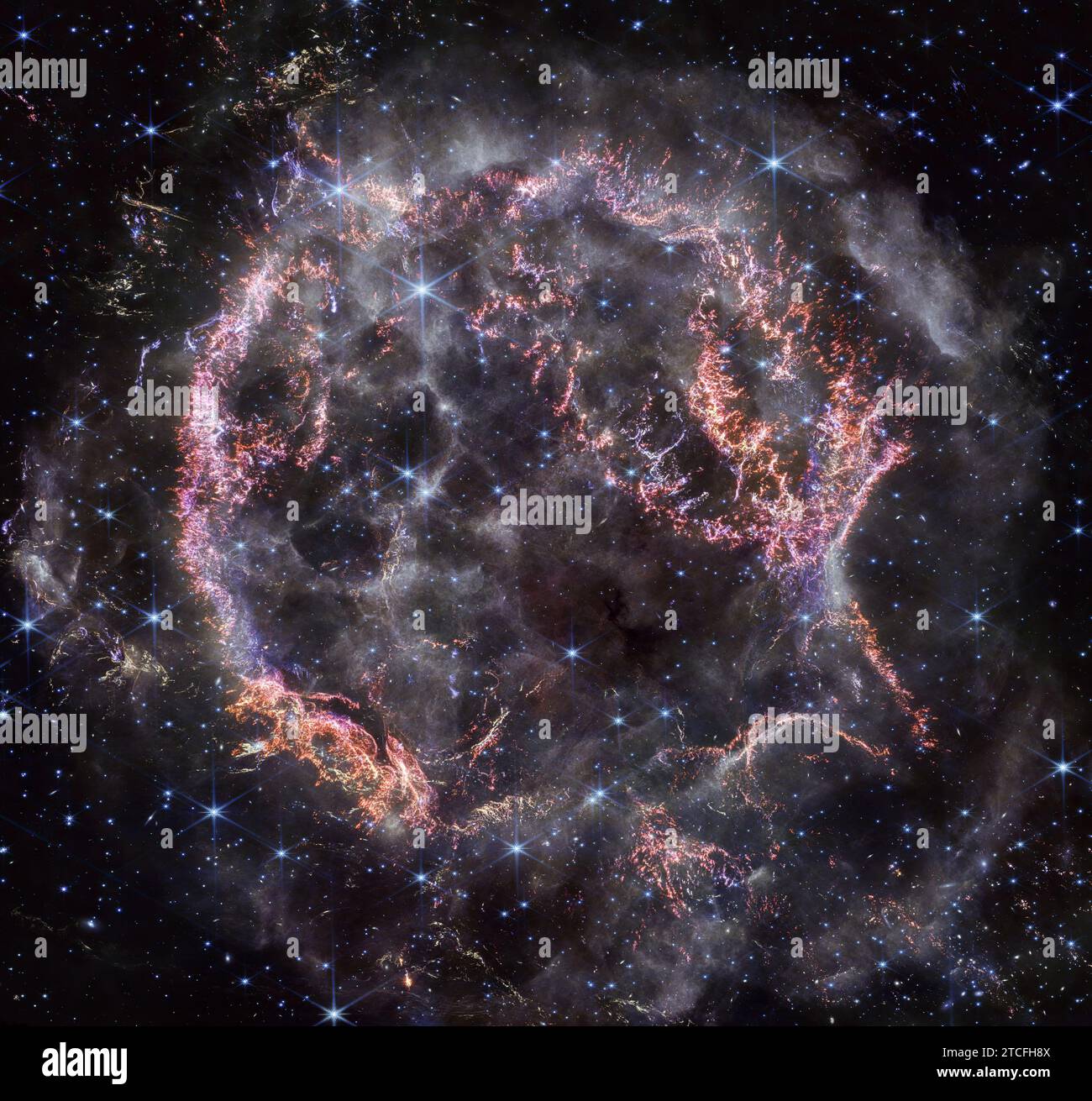 Cassiopeia A supernova remnants in near infrared light. Stock Photo