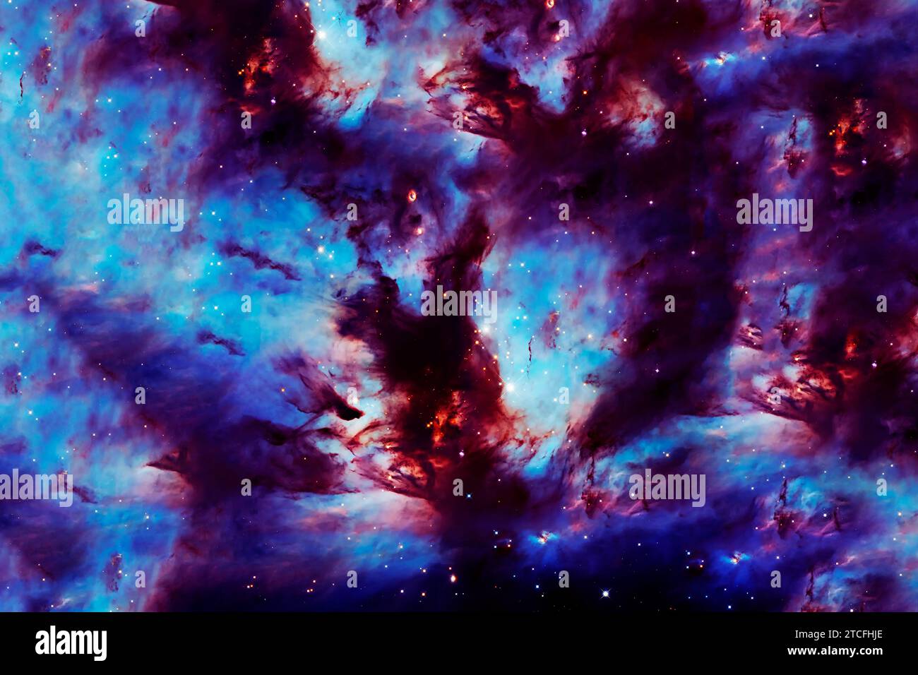 Blue cosmic nebula. Elements of this image furnished by NASA. High ...