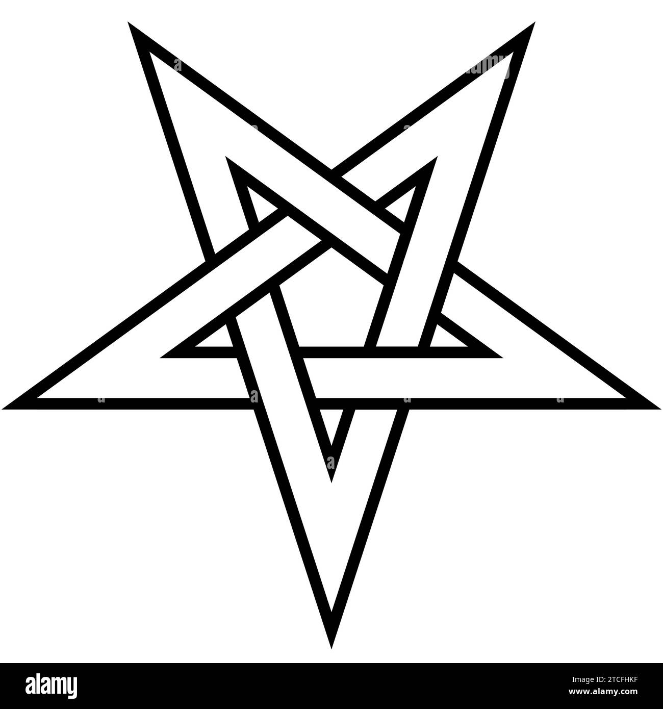 Pentagram - black and white vector illustration of simple five-pointed star, isolated on white Stock Vector