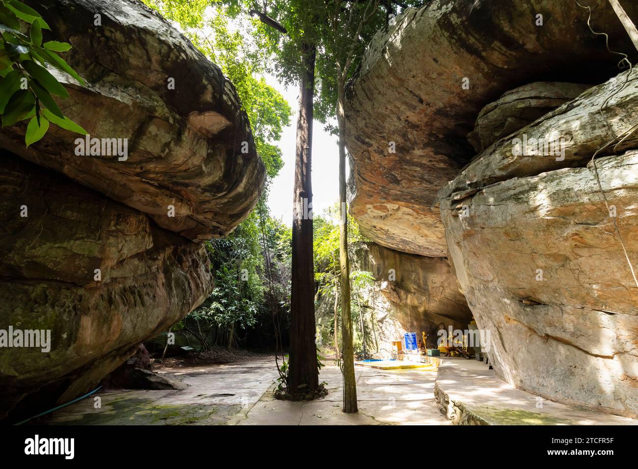 Wat Khao Chan Ngam, Boulders and tour passage at rock garden, Prehistoric rock paintings site, Nakhon Ratchasima, Isan, Thailand, Southeast Asia, Asia Stock Photo