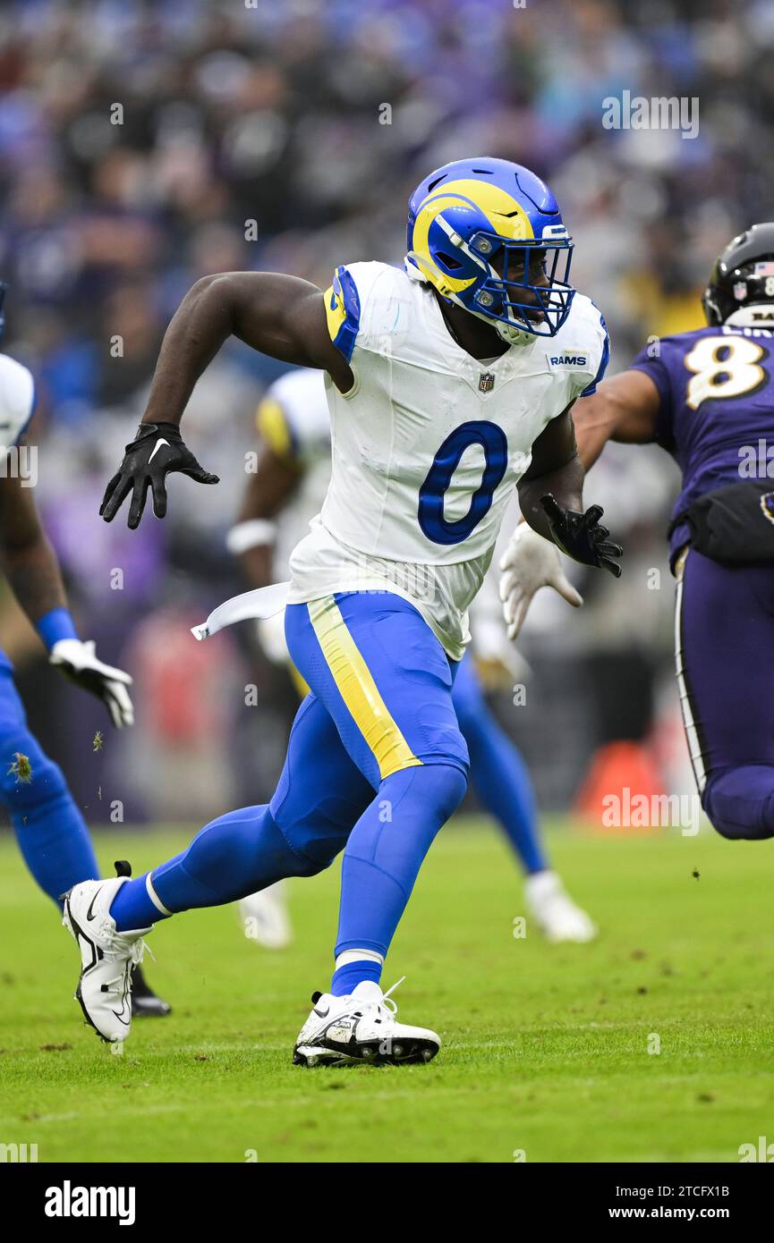 Los Angeles Rams linebacker Byron Young (0) in action during the first ...