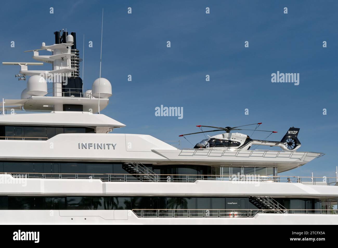 Miami, Florida, USA 5 December 2023 Luxury super yacht Infinity with