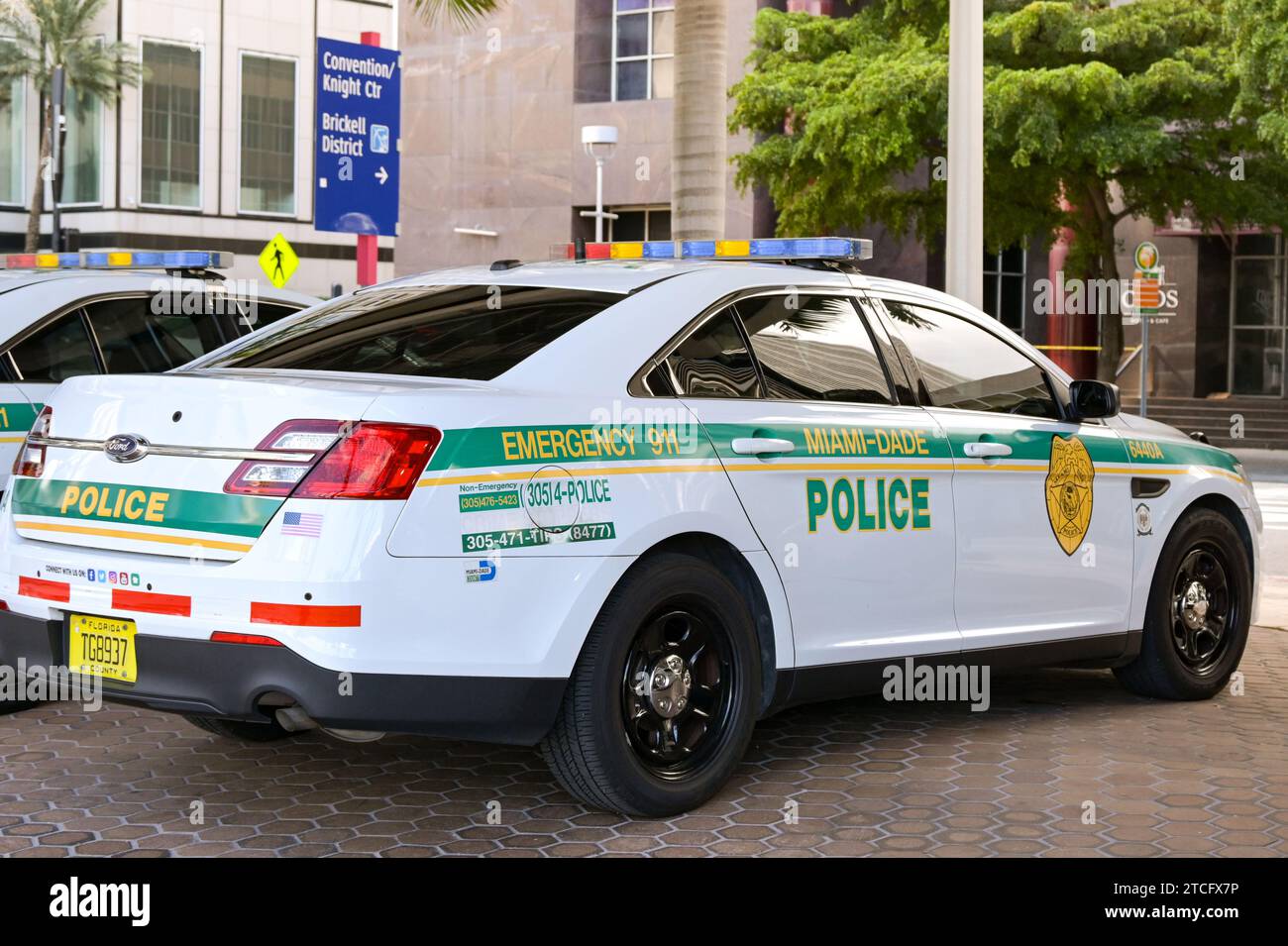 Miami Florida USA 3 December 2023: Police patrol car operated by