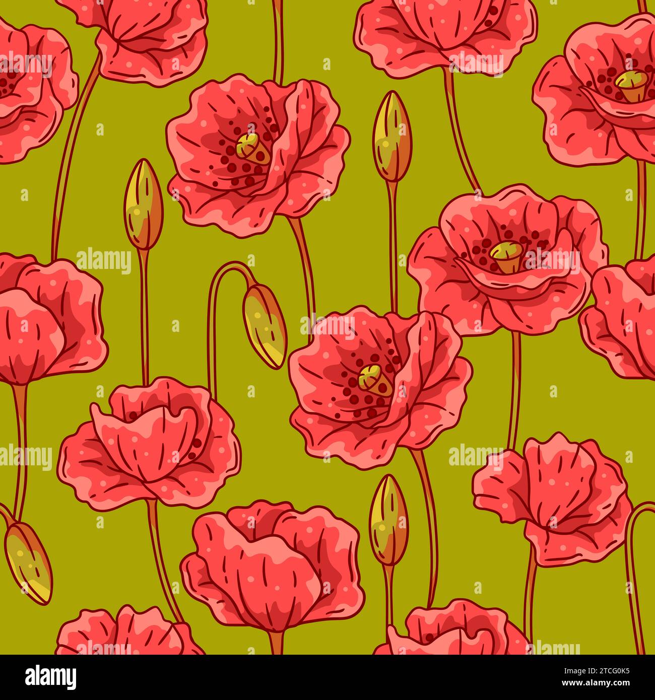 Fancy Poppy Pattern Pattern with poppies flowers. Beautiful decorative plants Stock Vector ...
