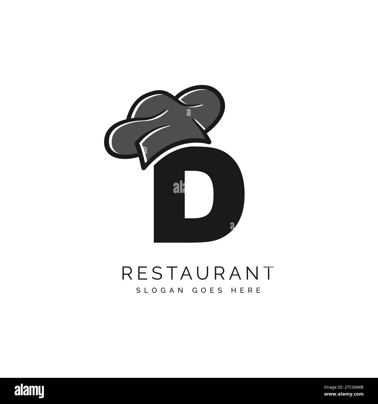 Letter D logo with chef's hat for a restaurant. Alphabet D Concept Design Food Business Logotype vector illustration Stock Vector