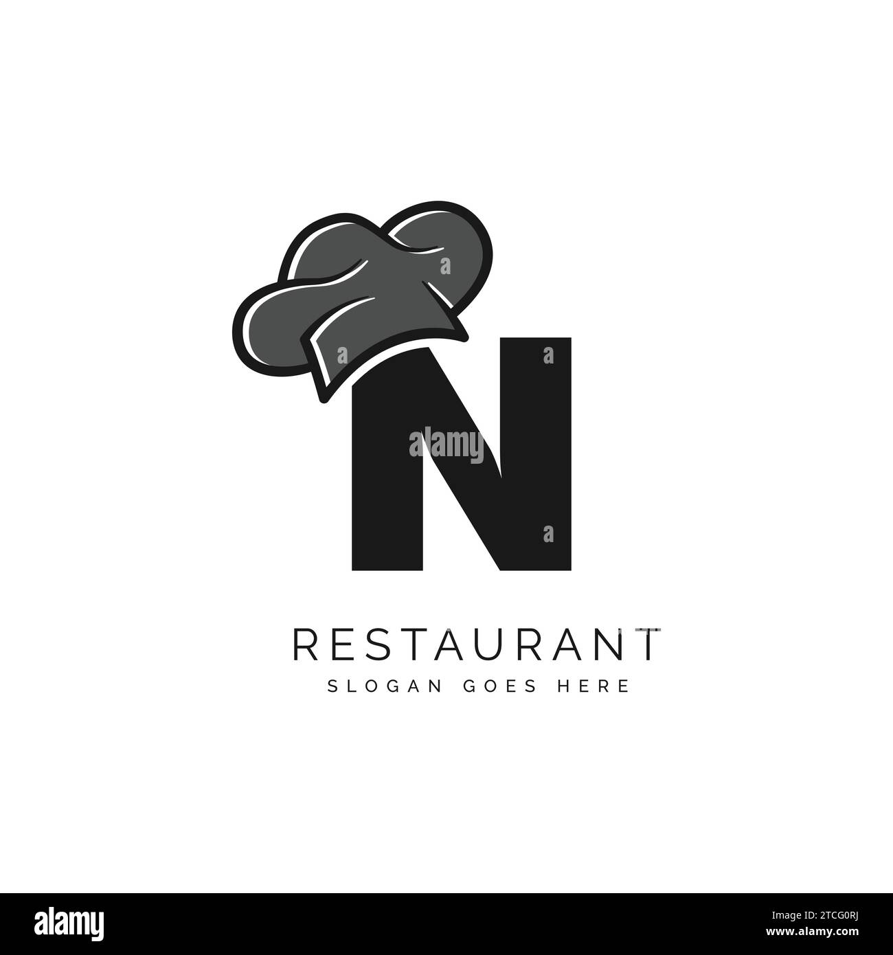 Letter N logo with chef's hat for a restaurant. Alphabet N Concept Design Food Business Logotype vector illustration Stock Vector