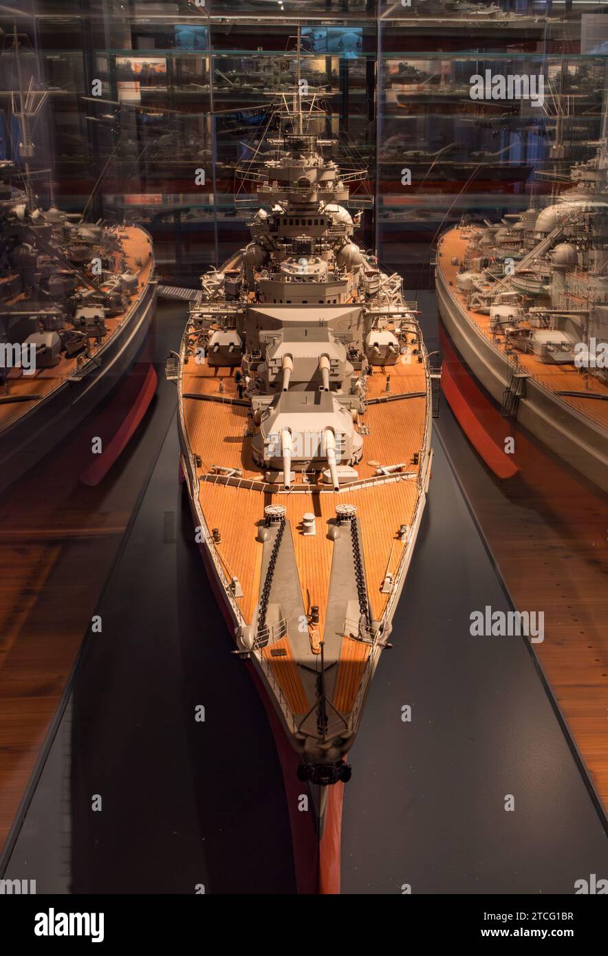 Model of the German Battleship Bismarck in the International Maritime Museum in HafenCity, Hamburg, Germany. Stock Photo