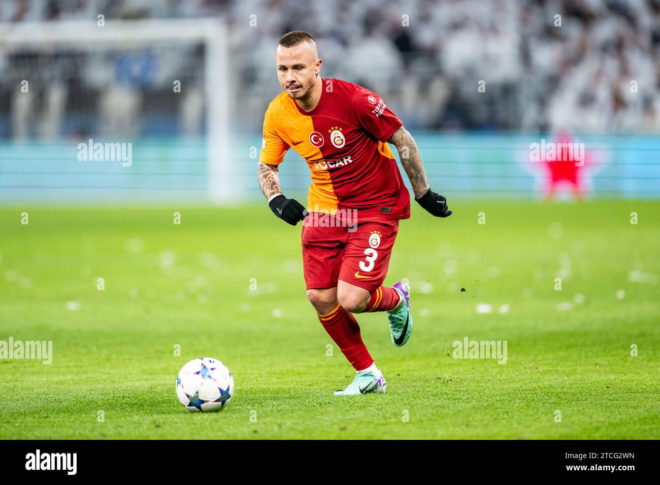 Copenhagen, Denmark. 12th Dec, 2023. Angelino (3) of Galatasaray seen during the UEFA Champions League match between FC Copenhagen and Galatasaray at Parken in Copenhagen. (Photo Credit: Gonzales Photo/Alamy Live News Stock Photo