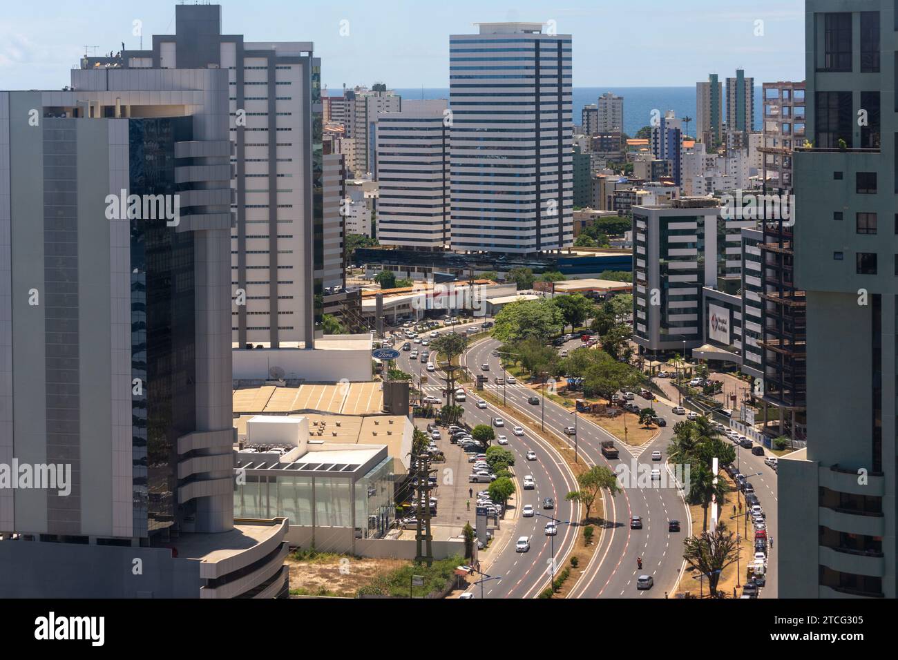 Salvador, Bahia, Brazil - February 02, 2015: View from the top of buildings on Avenida Magalhaes Neto in the city of Salvador, Bahia. Stock Photo