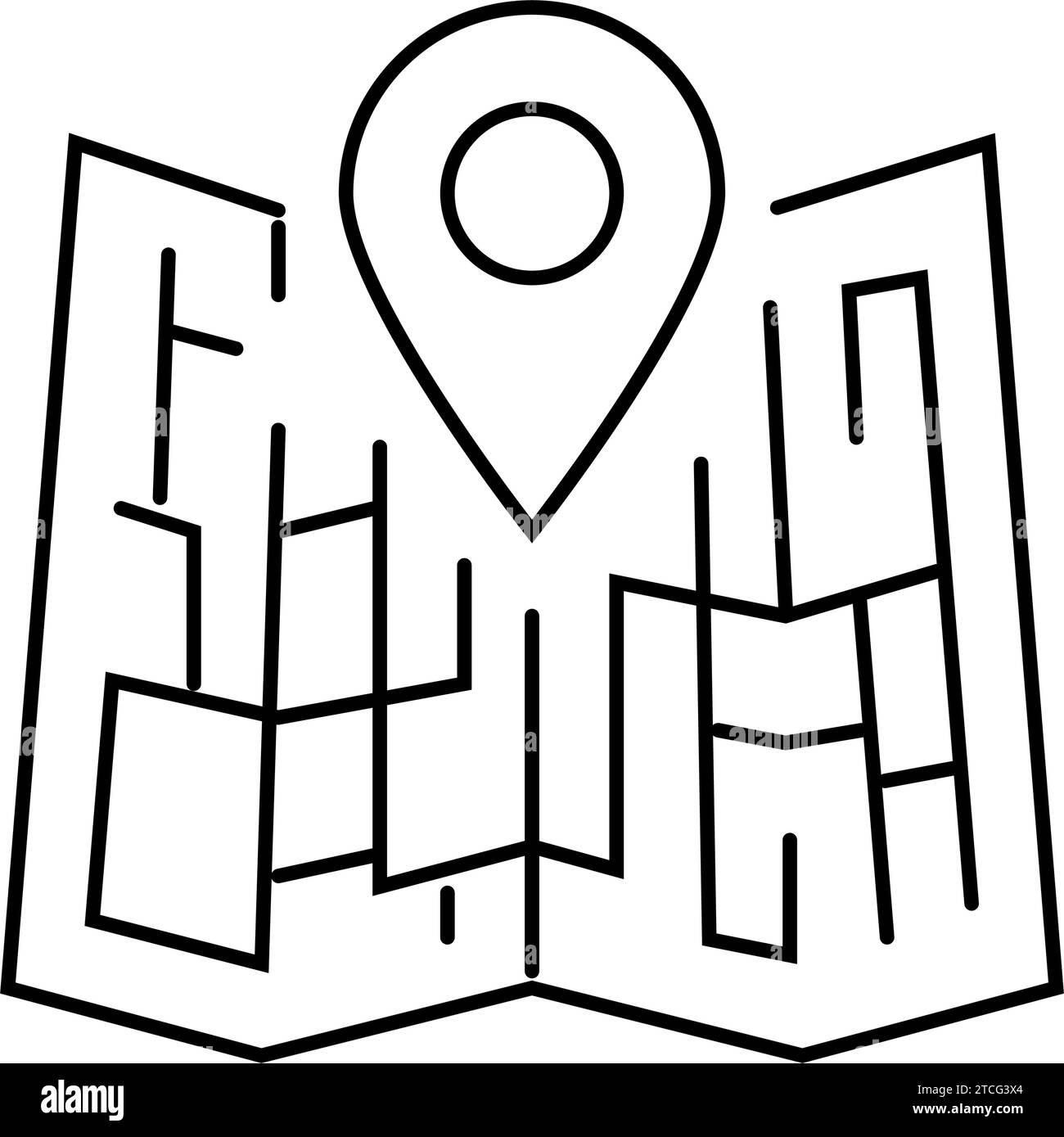 Red location pin outline Black and White Stock Photos & Images - Alamy