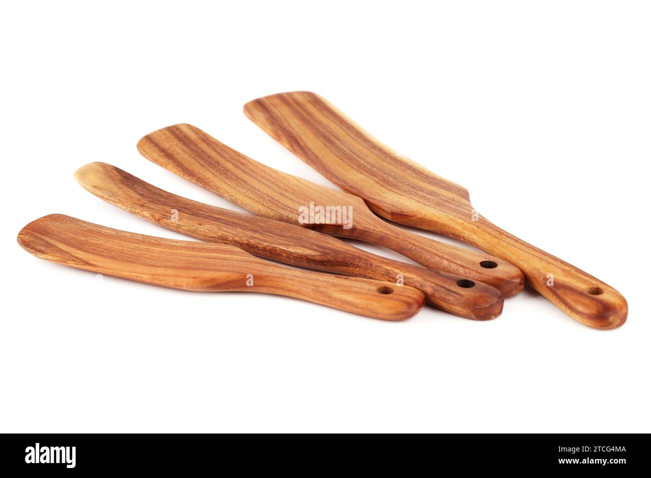 Set of wooden kitchen utensils isolated on white background Stock Photo ...