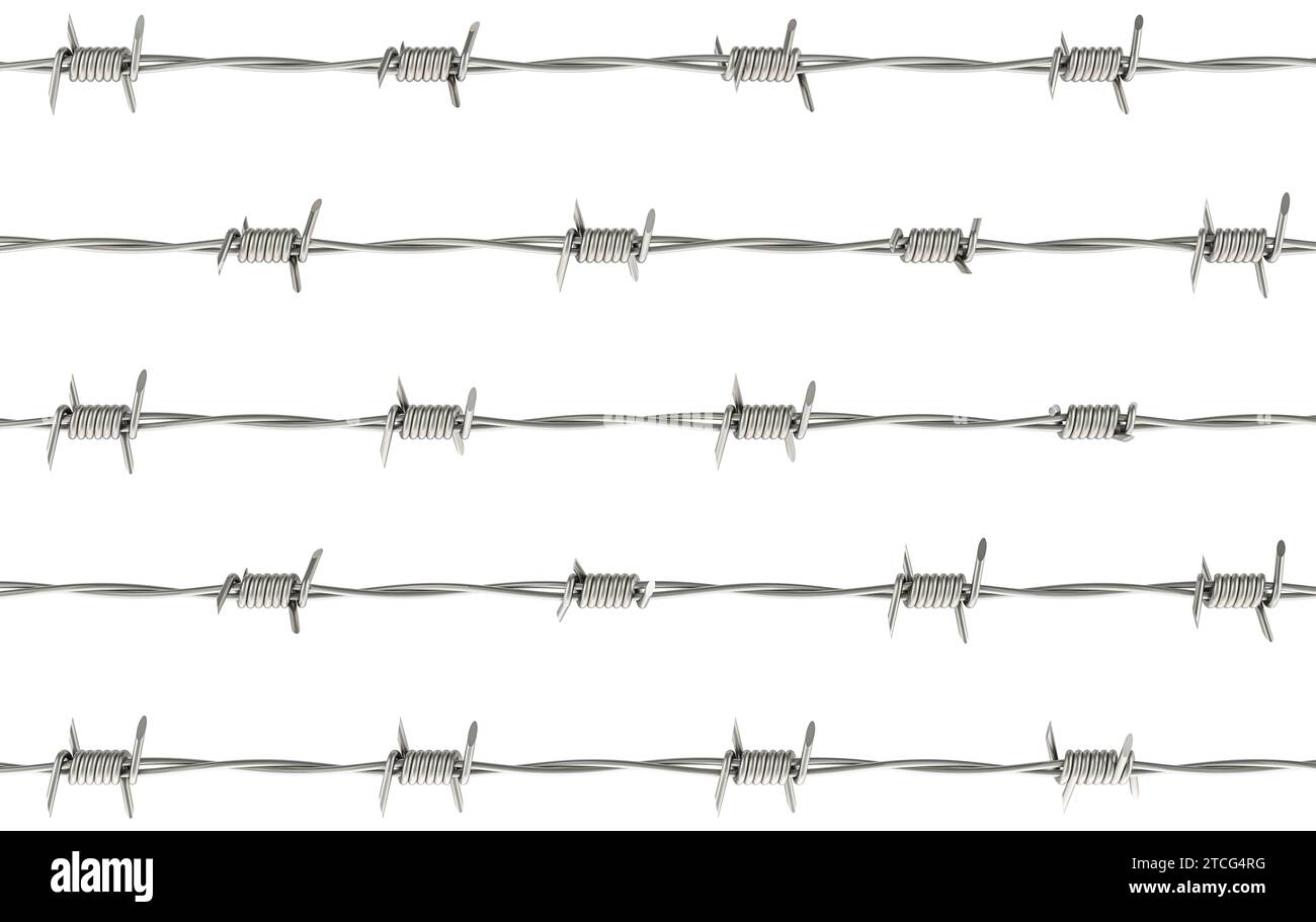 Barbed wire on white backdrop, 3D rendering Stock Photo - Alamy