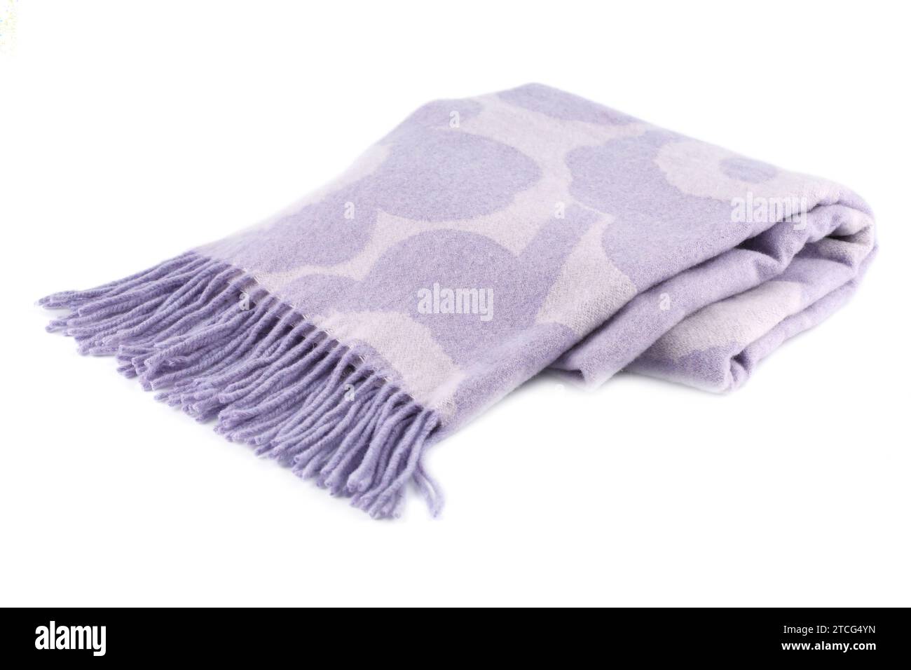 Pink winter scarf isolated on white background. Stock Photo