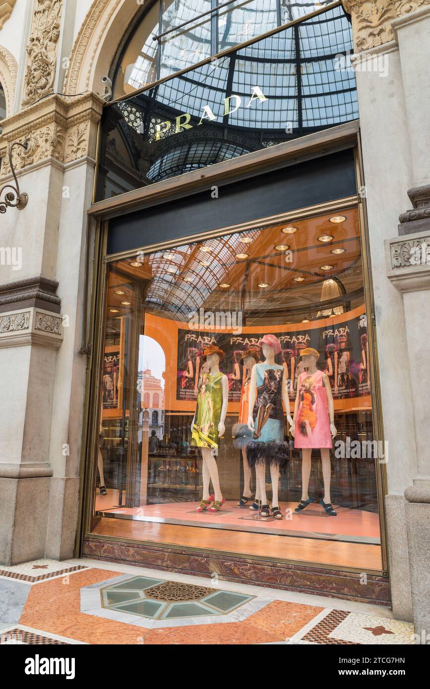 Prada shop in Milan city at the Gallery Vittorio Emanuele II Piazza Duomo in Milan center Italy Stock Photo Alamy