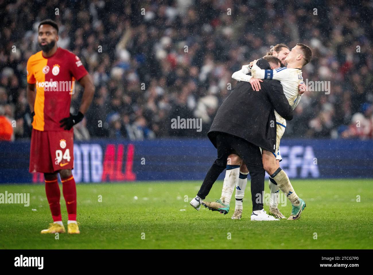 FC Copenhagen's Rasmus Falk, Viktor Claesson and head coach Jacob