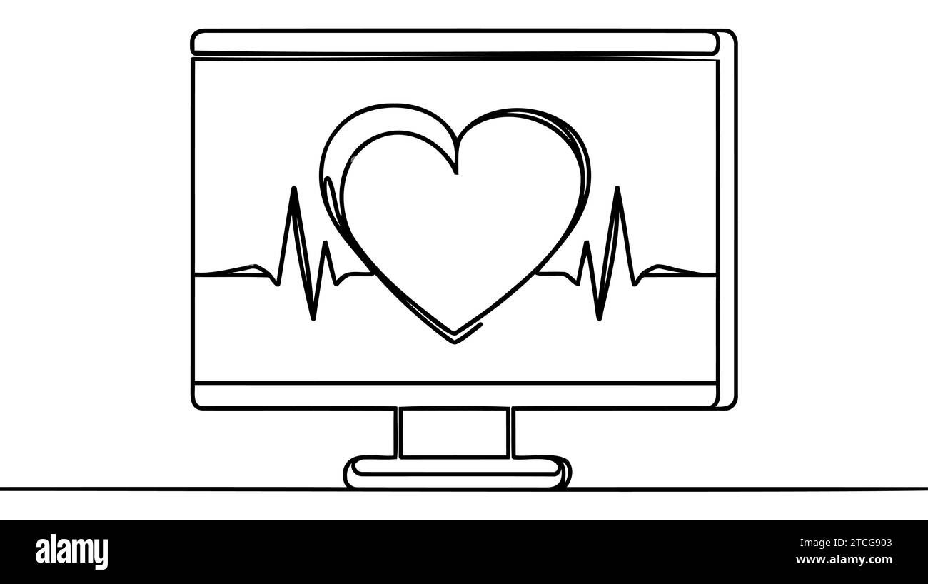 Continuous one line drawing heart pulse logo icon Stock Vector Image ...