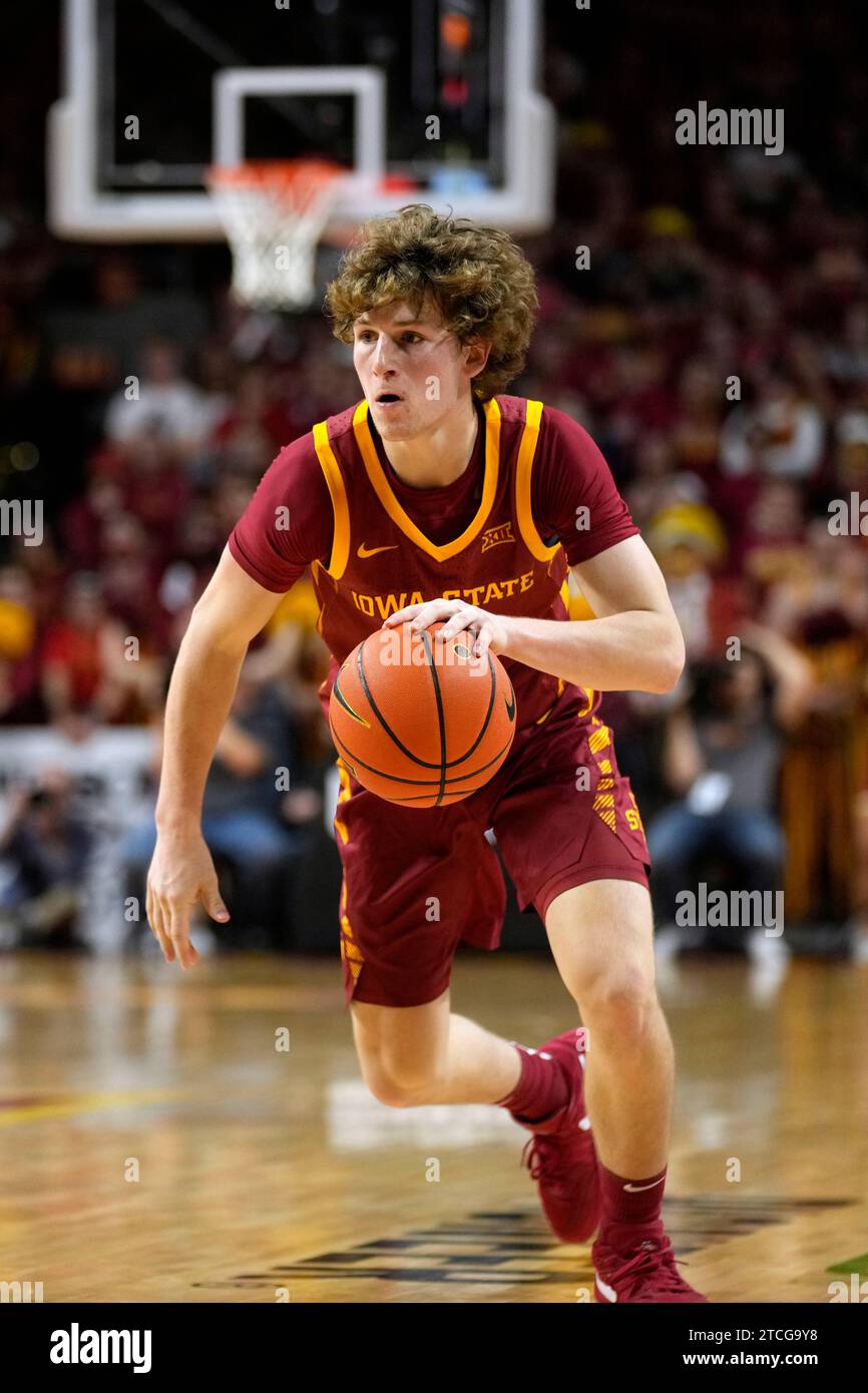 Iowa State guard Jackson Paveletzke drives up court during the second