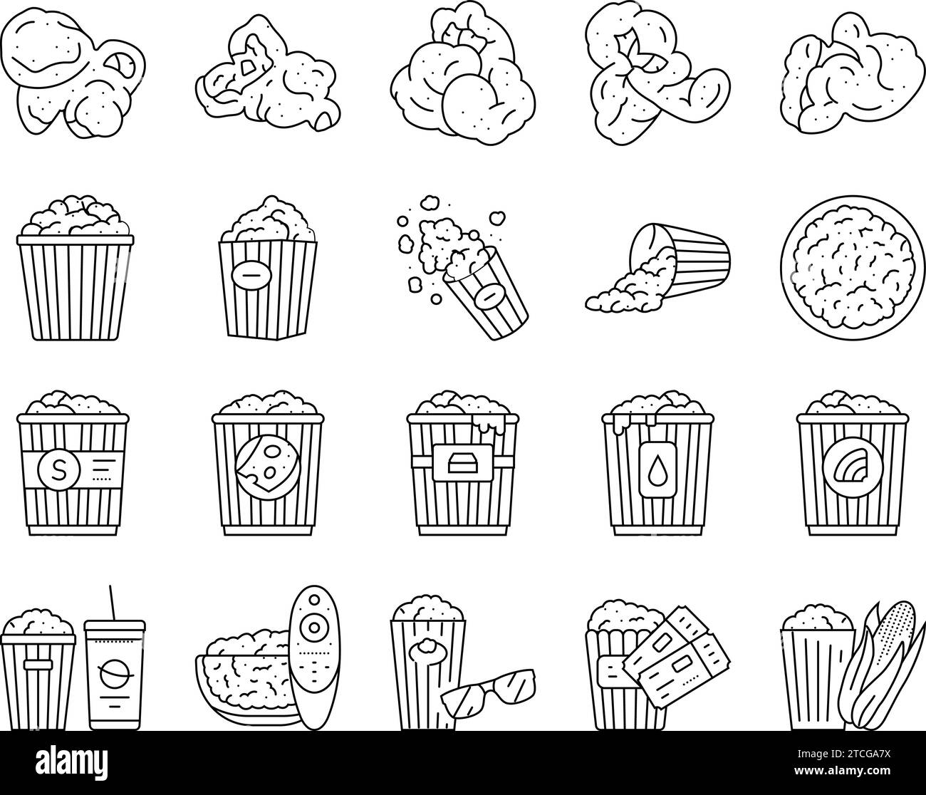 popcorn corn pop cinema icons set vector Stock Vector Image & Art - Alamy