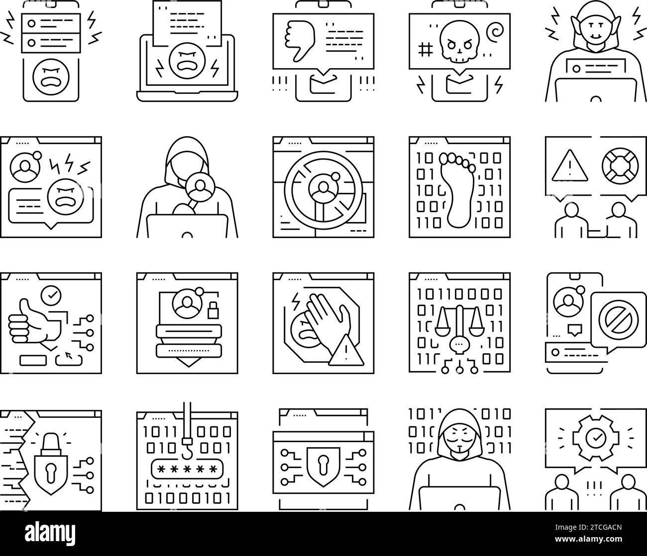 cyberbullying cyber online icons set vector Stock Vector Image & Art 