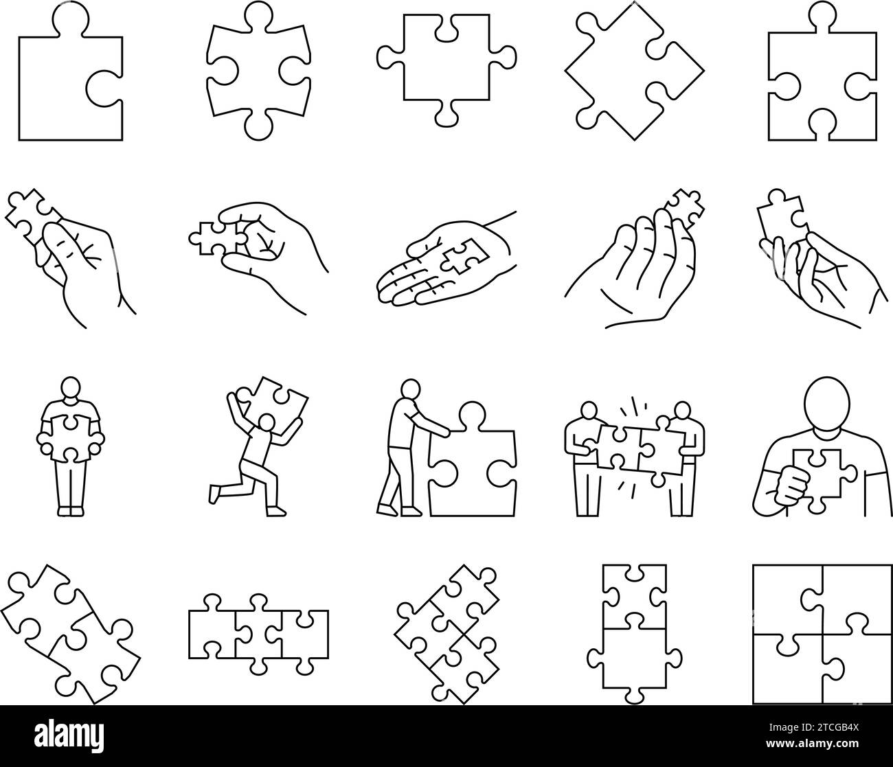 puzzle jigsaw piece, business icons set vector Stock Vector Image & Art ...