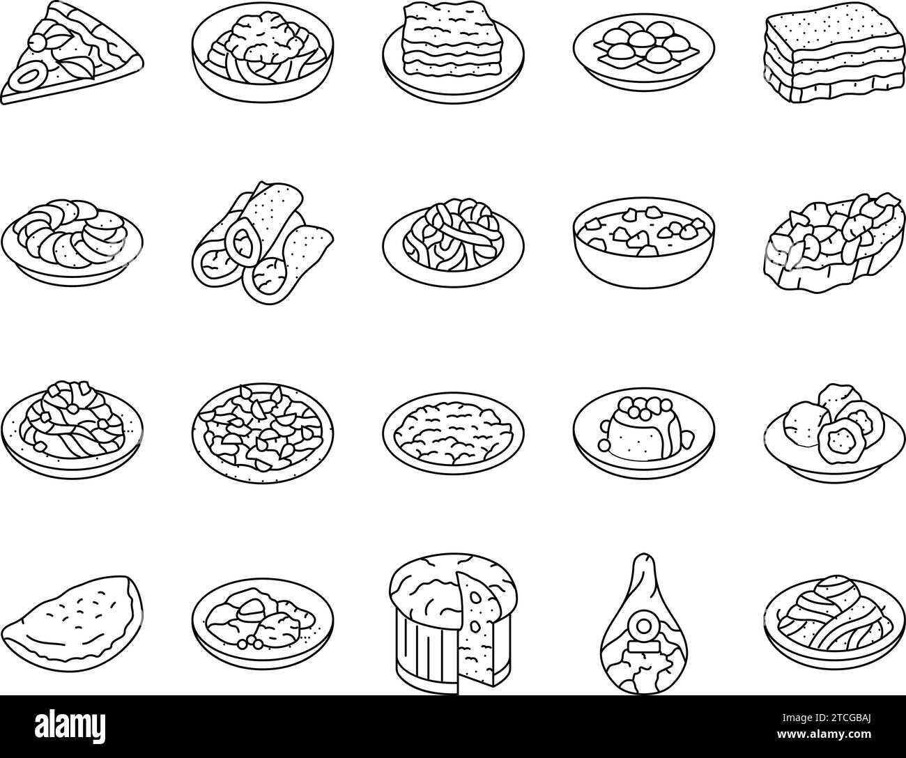 italian cuisine food pasta icons set vector Stock Vector Image & Art ...