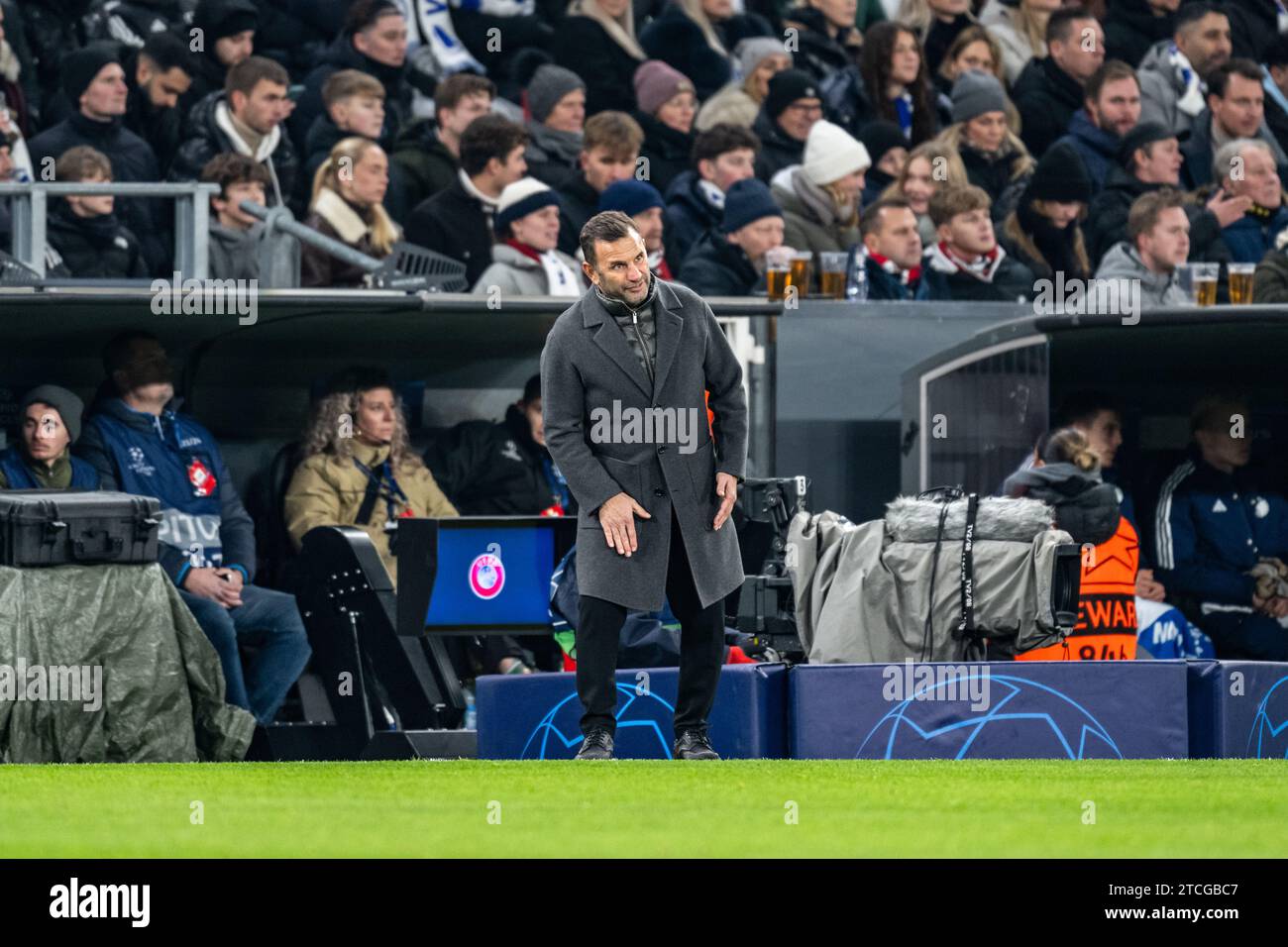 Copenhagen, Denmark. 12th Dec, 2023. Head coach Okan Buruk of Galatasaray seen during the UEFA Champions League match between FC Copenhagen and Galatasaray at Parken in Copenhagen. (Photo Credit: Gonzales Photo/Alamy Live News Stock Photo