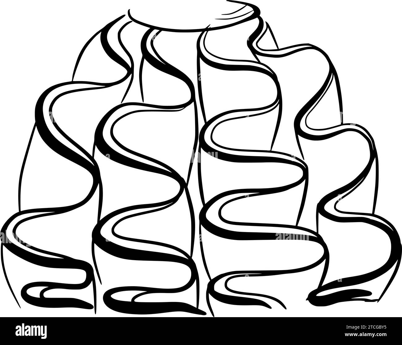 Classical curved cream. Vector illustration. Grapgic style. hand drawn in a simple minimalist style. Can be used for kitchen, notes, cookbook, textile Stock Vector