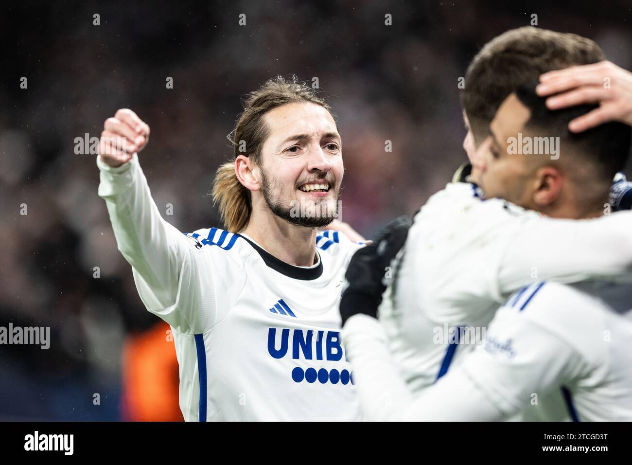 Copenhagen, Denmark. 12th Dec, 2023. Rasmus Falk (33) of FC Copenhagen seen celebrating during the UEFA Champions League match between FC Copenhagen and Galatasaray at Parken in Copenhagen. (Photo Credit: Gonzales Photo/Alamy Live News Stock Photo