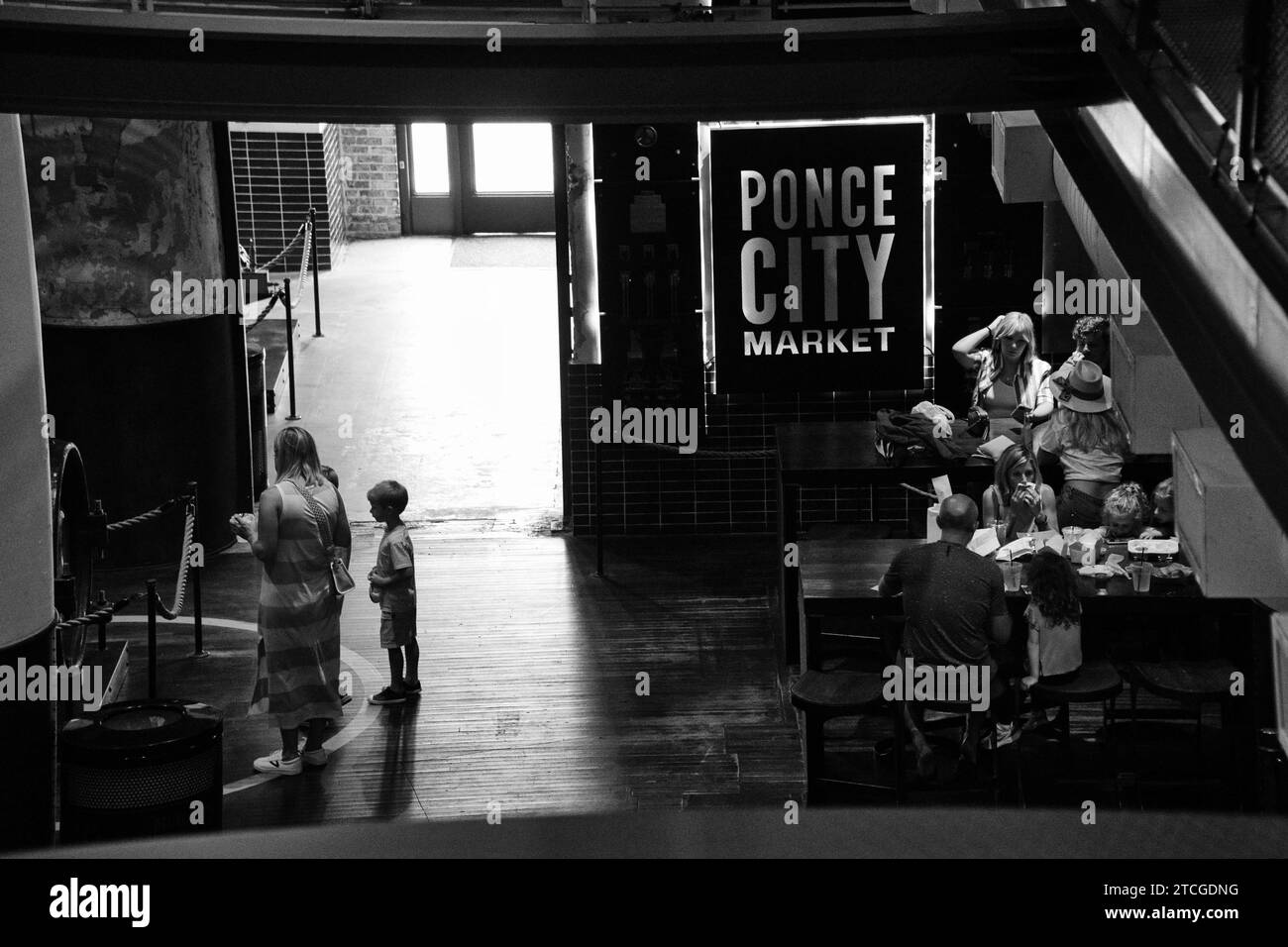 Atlanta, GA- june 19,2021: Ponce City market a vibrant converted historic building now a market with Restaurants, shops bustling with young adults Stock Photo