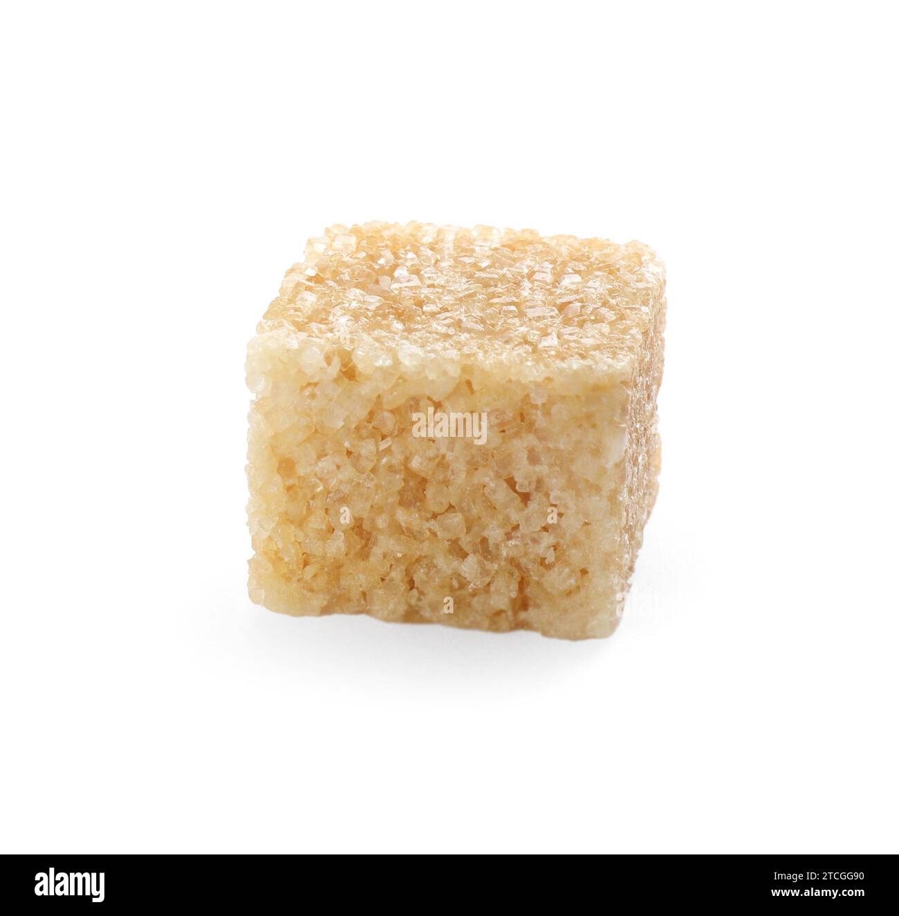 One brown sugar cube isolated on white Stock Photo Alamy