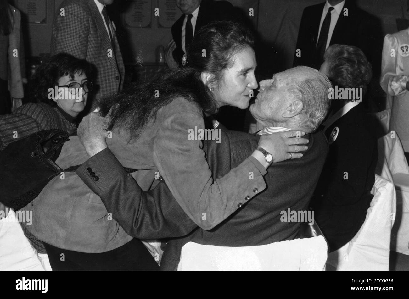 11/24/1991. Infanta Elena with her grandfather, the Count of Barcelona