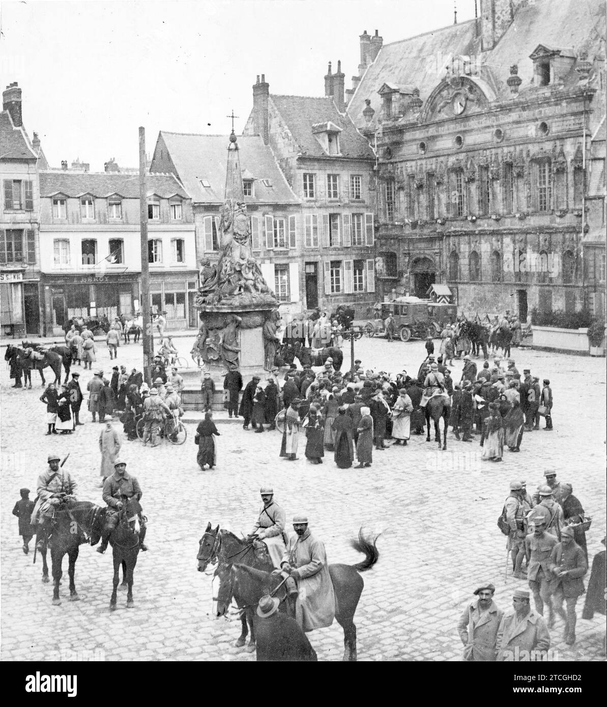 03/31/1917. On the Western Front. The Town Hall Square, in Noyon, when