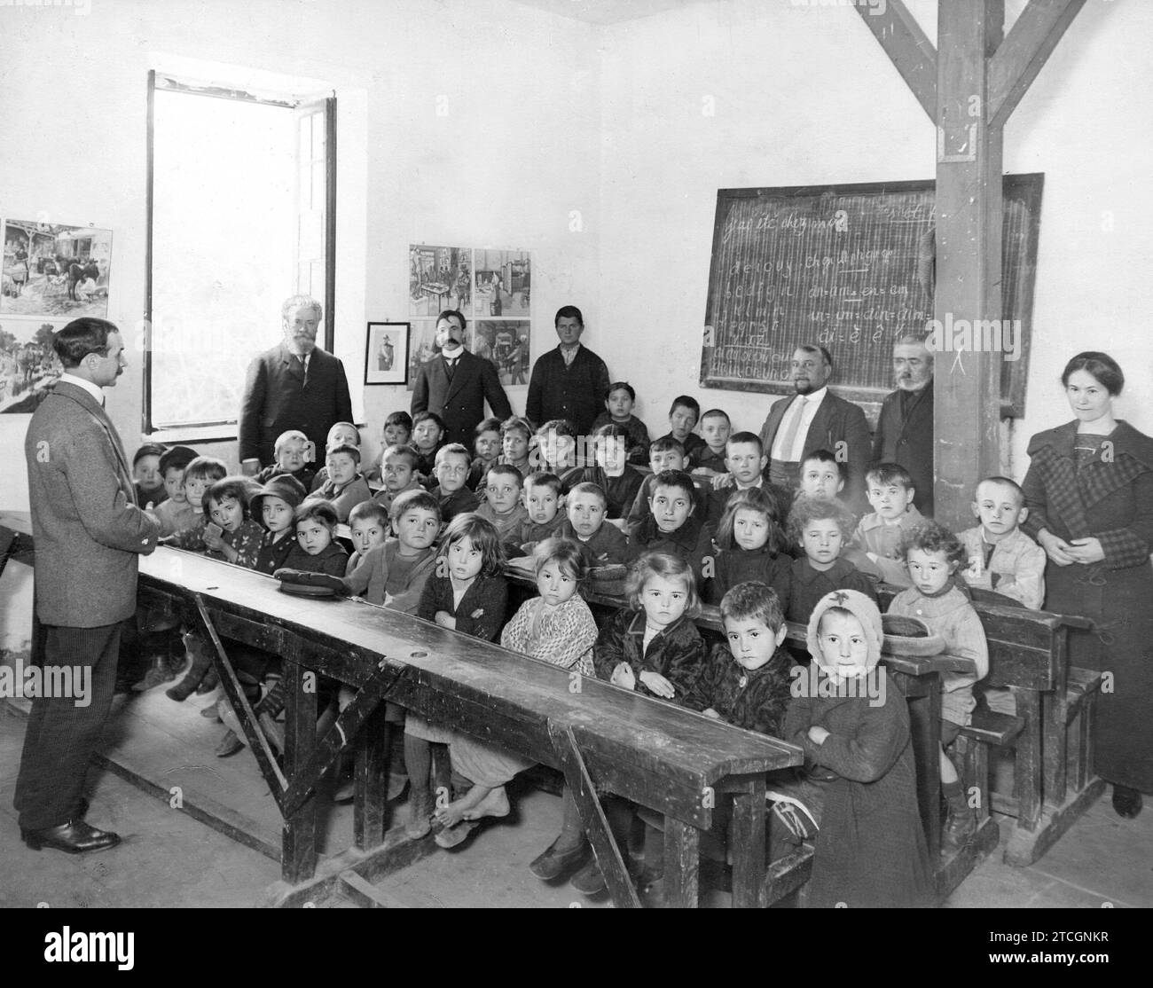 05/31/1916. Serbian Children in France. Class time at a school for