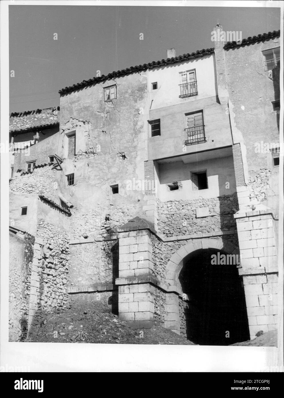 12/31/1965. View of the so-called Arco de Zacatín, in the town of Colmenar de Oreja, on whose tunnel of more than 200 meters in length the Plaza Mayor sits. Credit: Album / Archivo ABC Stock Photo