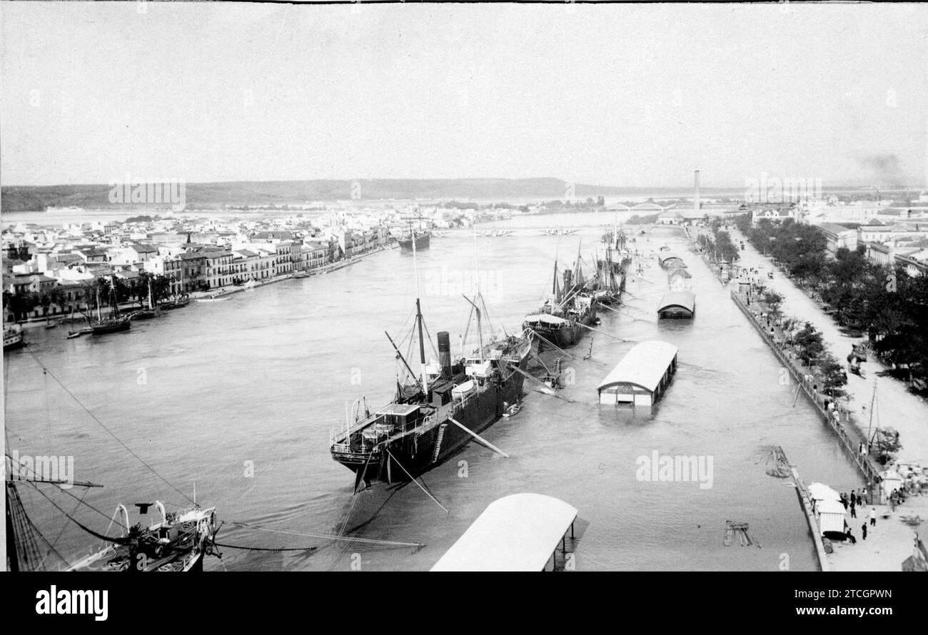 Seville: height that the Waters Reached on October 28, 1895. Credit: Album / Archivo ABC Stock Photo
