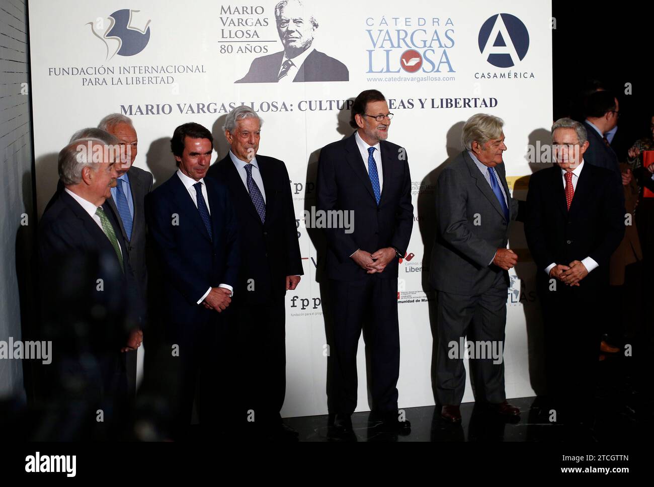 Madrid, 03/29/2016. Tribute event to Mario Vargas Llosa with the assistance of the acting President of the Government Mariano Rajoy, the former presidents José María Aznar and Felipe González, among others. Photo: Oscar del Pozo ARCHDC. Credit: Album / Archivo ABC / Oscar del Pozo Stock Photo