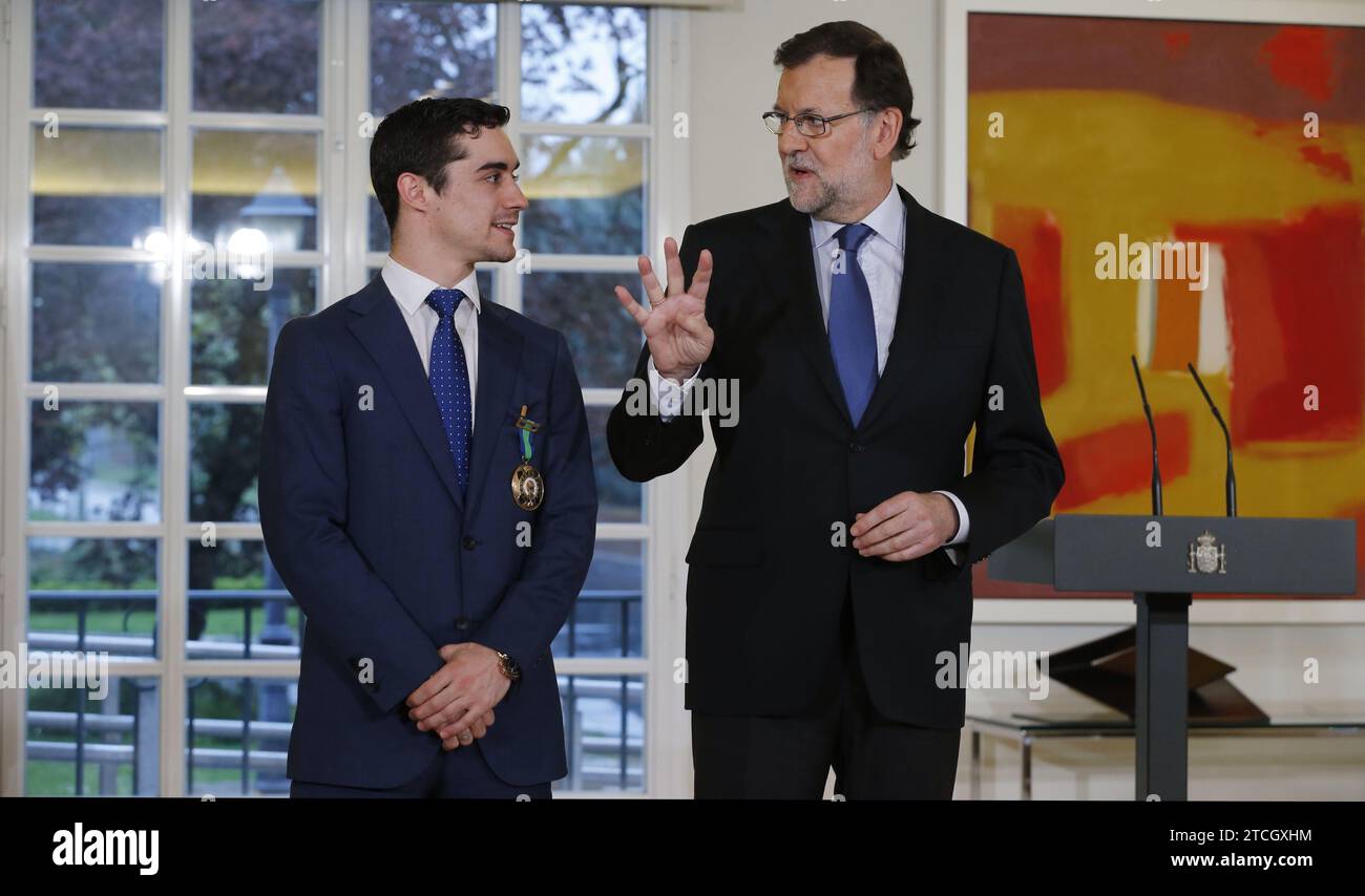 Madrid, 04/19/2016. Decoration in La Moncloa, with the Gold Medal for sporting merit to the skater Javier Fernández López, by the President of the Government Mariano Rajoy. Photo: Jaime García ARCHDC. Credit: Album / Archivo ABC / Jaime García Stock Photo