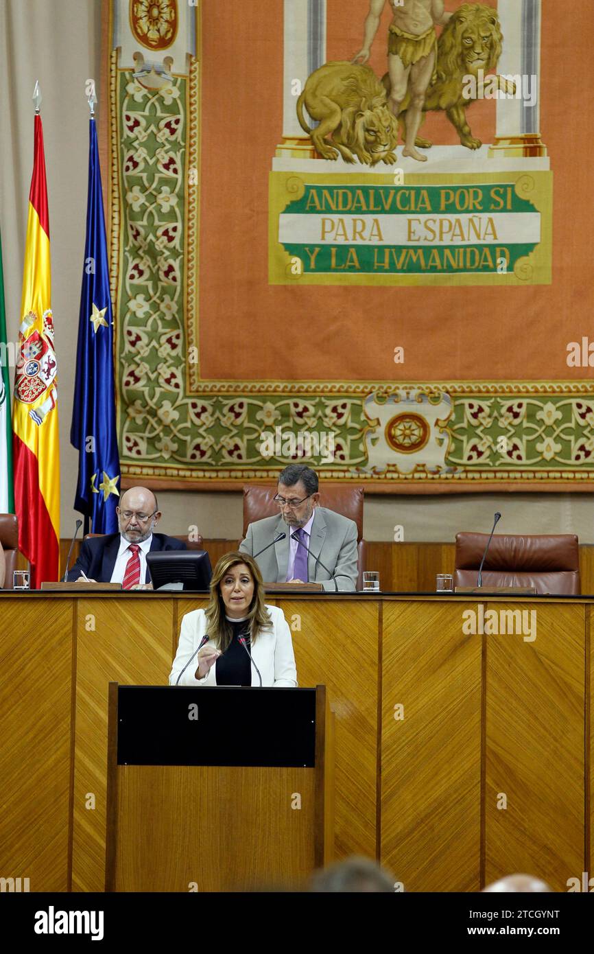 Seville. 4-September-2013. Investiture debate speech by Susana Diaz, the first female president of the Andalusian regional government. Photo: Raul Doblado. Archsev Raul dubbed. Credit: Album / Archivo ABC / Raúl Doblado Stock Photo
