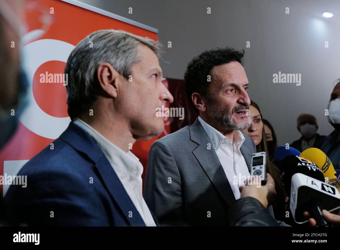 Zaragoza, 11/09//2021. The deputy general secretaries of Ciudadanos, Edmundo Bal and Daniel Pérez Calvo, attend to the media before the launch of the working groups on programmatic content and support for Cs institutions. Photo: Fabián Simón. ARCHDC. Credit: Album / Archivo ABC / Fabián Simón Stock Photo