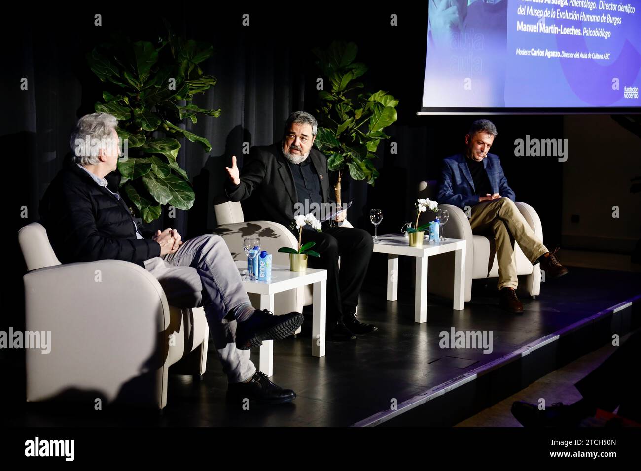 Madrid, 01/27/2022. Circle of Fine Arts. ABC Culture Classroom. Presentation 'The limits of the human brain', with Juan Luis Arsuaga and Manuel Martín Loeches. Moderated by Carlos Aganzo. Photo: Guillermo Navarro. ARCHDC. Credit: Album / Archivo ABC / Guillermo Navarro Stock Photo