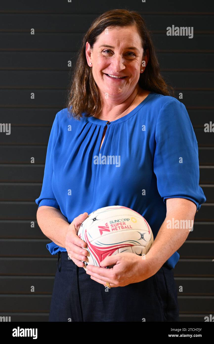 Melbourne, Australia. 13th Dec, 2023. Netball Australia interim CEO Stacey  West poses for a photo during a press conference at Melbourne Sports  Centre, in Melbourne, Wednesday, December 13, 2023. Netball Australia and