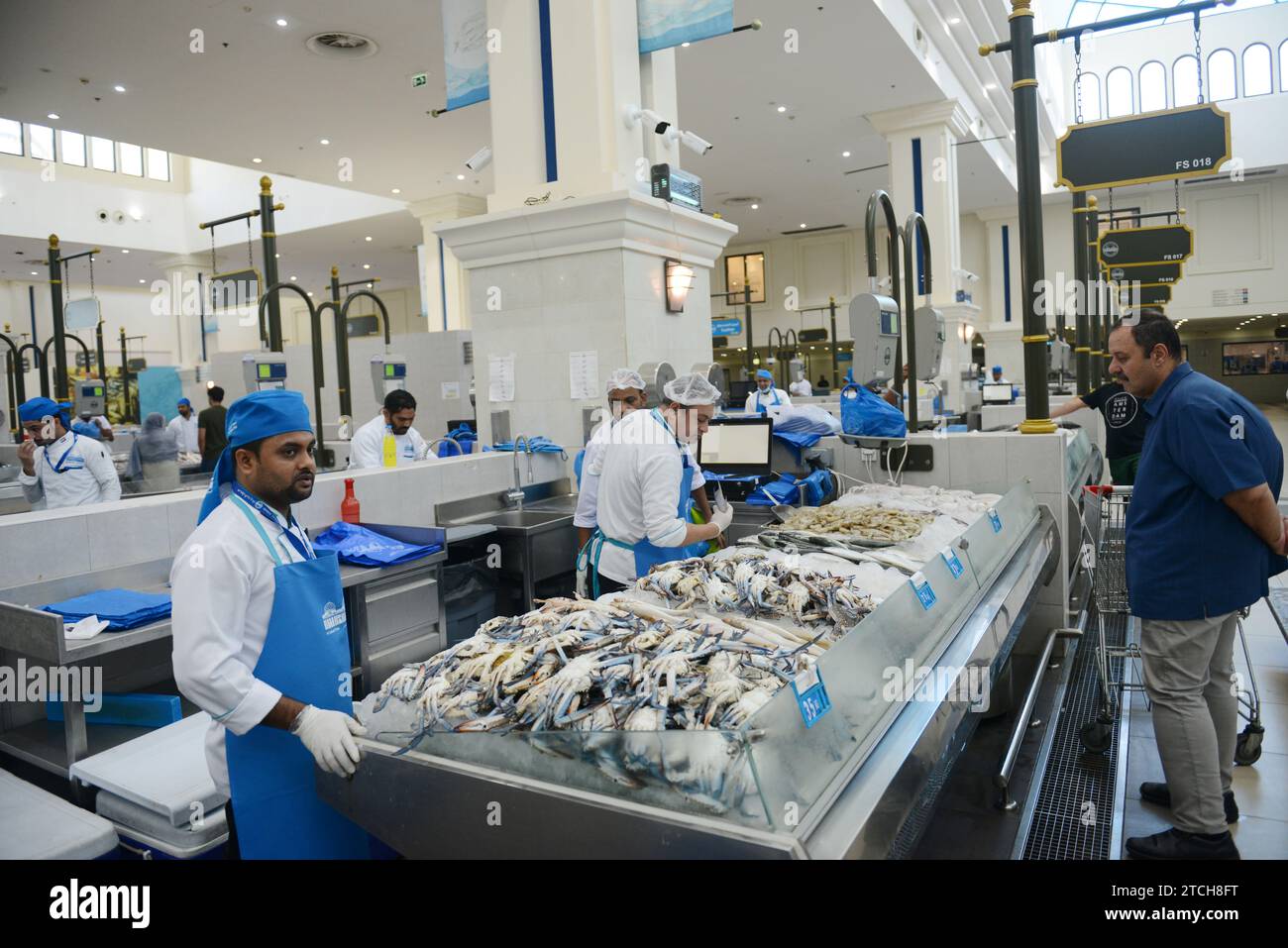 Fresh fish displayed by a vendor at the Souq Al Jubail is a large fresh fish & seafood market