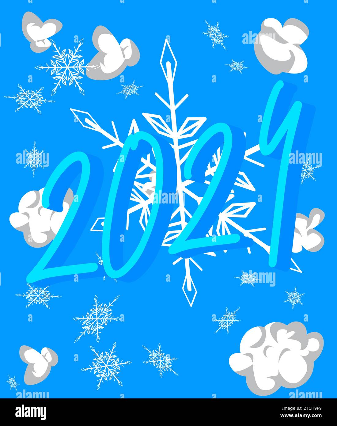 Snowflake background with 2024 number. Holiday event poster, Winter, Snow, Christmas banner. Stock Vector