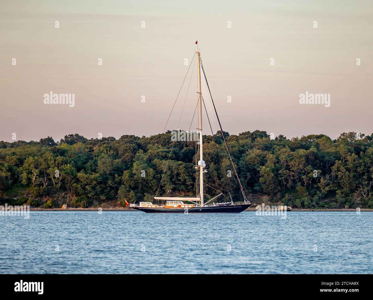 expensive sail boat off the coast of shelter island, ny Stock Photo